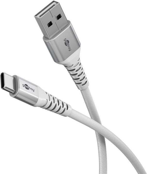 Produktbild Goobay USB-C Supersoftes Textilkabel mit Metallsteckern, 2 m, weiss (2 m, USB 2.0, 60 W)