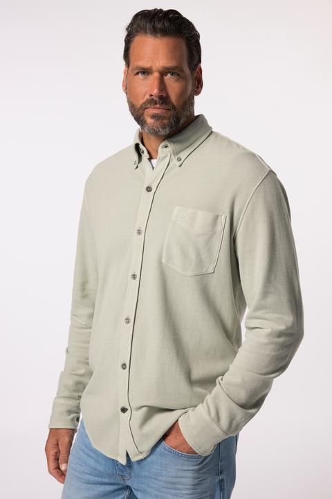 Produktbild JP1880 Piqué-Hemd, Langarm, acid washed, Kentkragen, Modern Fit (4XL)