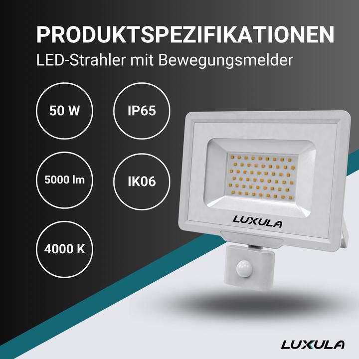 Produktbild Luxula LED-Fluter mit Bewegungsmelder (5000 lm, IP65)