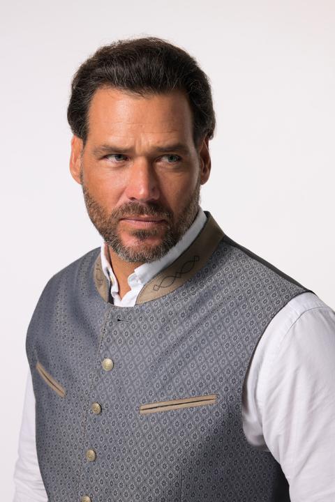 Actual product image JP1880 waistcoat, traditional costume, embroidered stand-up collar, lined back, up to size 72 (62)