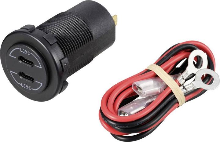 Actual product image Voltcraft USB-C® double socket 9V-30V-60W Load capacity max. current = 3 A 12 -