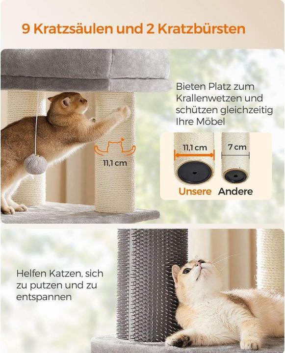 Image du produit Feandrea Arbre à chat (160 cm, Gris)