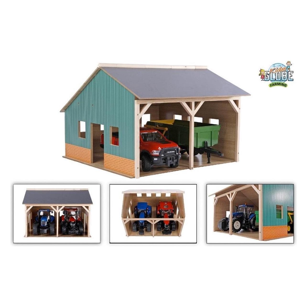 Kids Globe Farming Schuurtje Voor 2 Tractoren