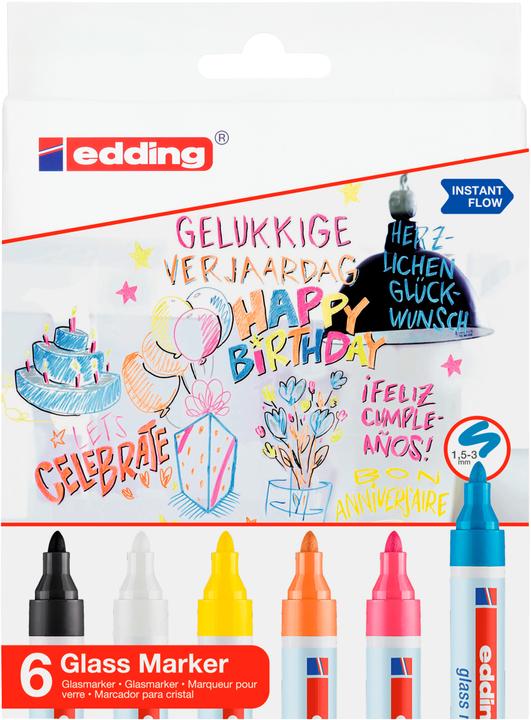 Edding Glasboard-Marker (Mehrfarbig, 3 mm, 6 x)