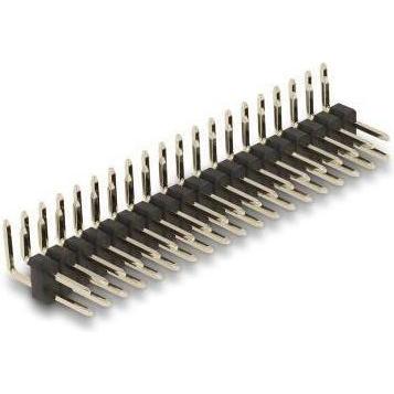 Delock Stiftleiste 20 Pin, Rastermass 2,54 mm, 2-reihig, gewinkelt, 5 Stück, Elektronikkabel + Stecker, Schwarz