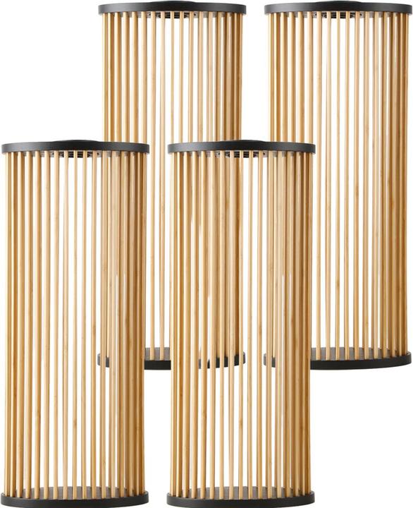 Ideoon 4er-Set Stilvolle Solar-Laterne aus Bambus 60cm – Warmweisse LED Gartenleuchte