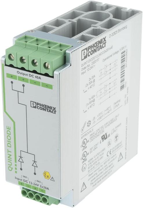 Produktbild Phoenix Contact Diodenmodul, DIN-Schiene,12-24 Vdc, 40 A