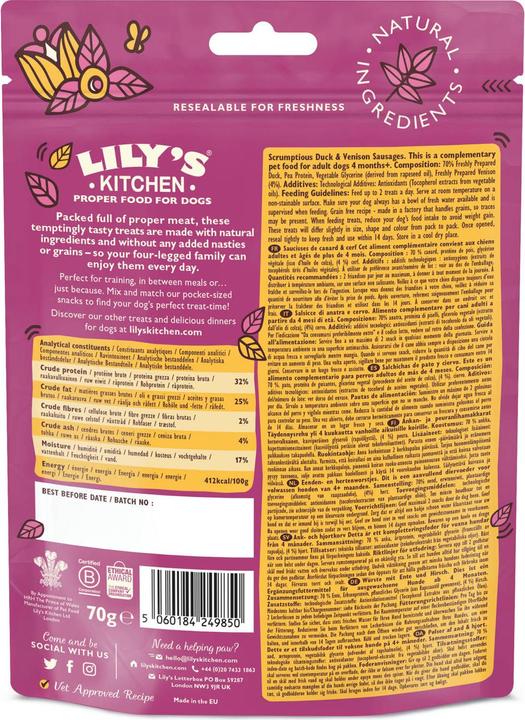 Immagine prodotto Lily's Kitchen Salsicce di anatra e anatra selvatica (Adulto, 1 pz., 70 g)