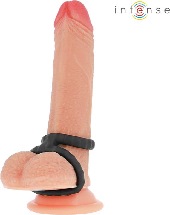 Actual product image Intense Dewey Doppelter Penisring Aus Silikon Schwarz Modell 2 (3.50 cm)