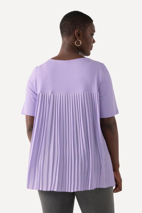 Immagine prodotto Ulla Popken T-shirt con scollo a girocollo, mezze maniche e plissettatura sul retro (42, 44)