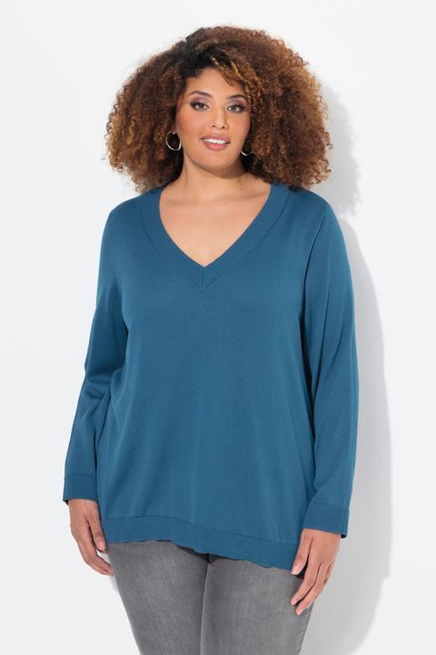 Produktbild Ulla Popken Pullover, V-Ausschnitt, Langarm, weicher Feinstrick (42, 44)