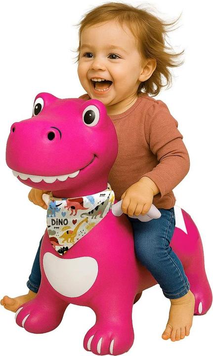 Produktbild P!nk Hüpftier Dino mit Flügel HoppyDoo pink mit Pumpe