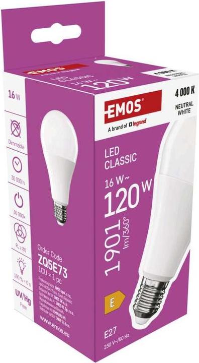 Produktbild Emos LED Lampe Classic A70 / E27 / 16 W (120 W) / 1901 lm / Neutral Weiss (E27, 16 W, 1901 lm, 1 x, E)