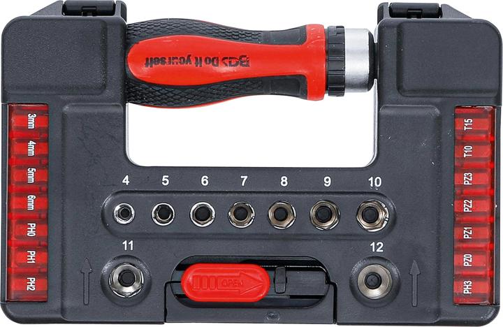 Actual product image BGS Bit / Socket Set with Ratchet Spinner Handle for Bits, reversible 38 pcs. (Allen screw)