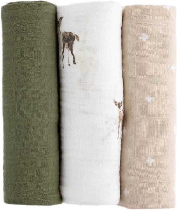 Produktbild little unicorn Cotton Muslin Swaddle 3 Pack - Oh Deer! (120 cm, 120 cm)