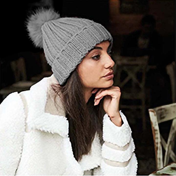 Produktbild Beechfield Strickmütze Verbier Erwachsene mit KunstpelzBommel (One Size)