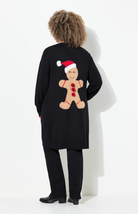 Immagine prodotto Ulla Popken Cardigan aperto con omino di pan di zenzero e scollo a V (46, 48)
