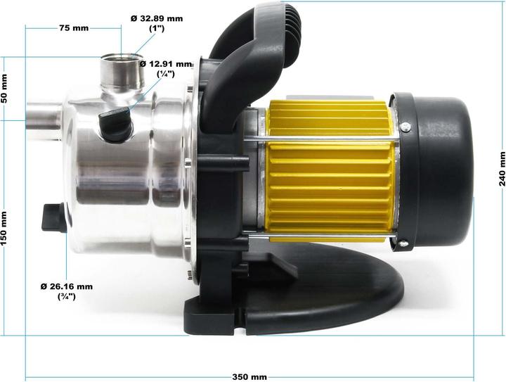 Image du produit Wiltec Pompe de jardin 2800l/h, 600W, Poignée de transport & Vis de purge, Hauteur de débit 35m Acier f (Pompe de jardin)