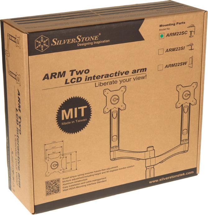 Produktbild Silverstone ARM Two Monitor Tischhalterung (Tisch, 24", 10 kg)