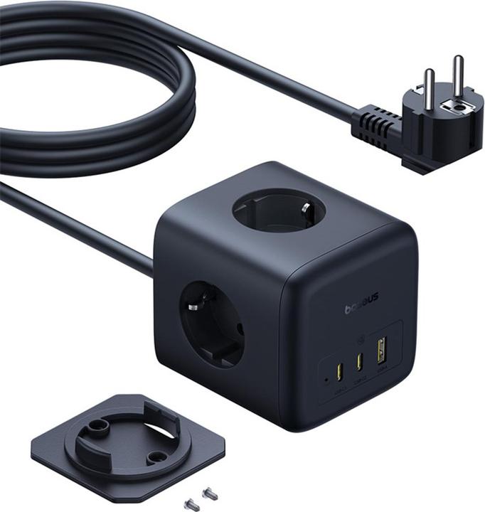 Produktbild Baseus EnerFill FA11 67W Steckdosenleiste, USB-A + USB-C Würfel + 3 x EU-Steckdose 1,5m - Schwarz (3 x, 1.50 m)