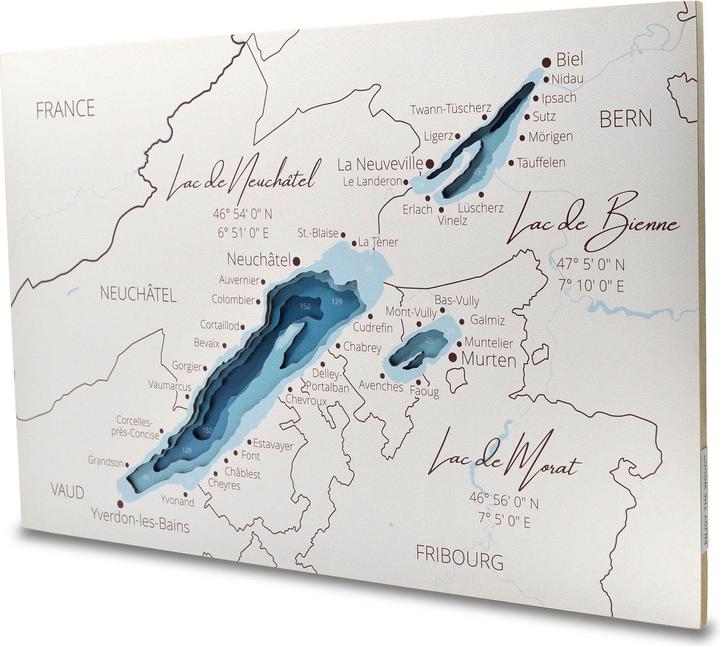 Image du produit Enjoy The Wood Lac de Neuchâtel - Carte marine en bois