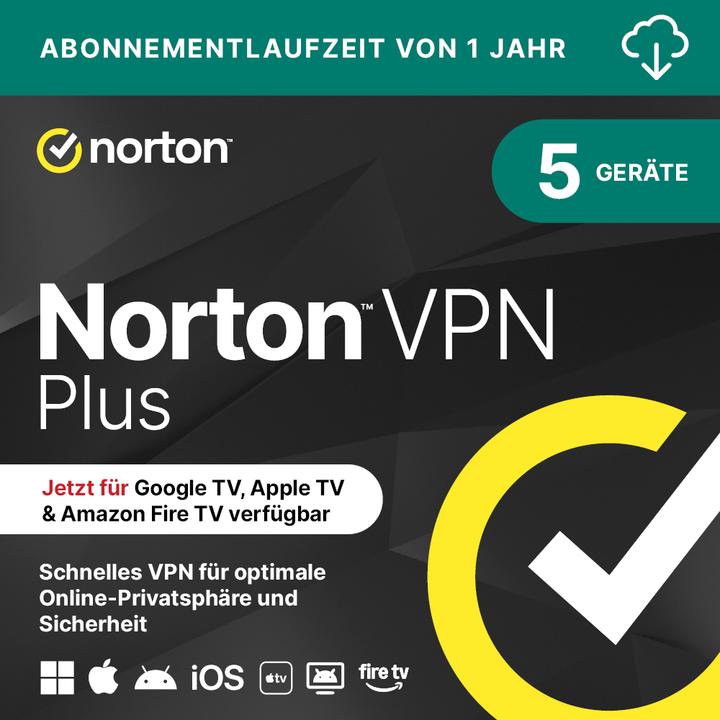 Norton VPN Plus 10GB 1u/5d/1y Download Code (1 User, 5 Geräte/User, 12 Monate)