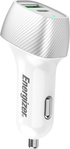 Immagine prodotto Energizer Caricabatterie da auto - Power Delivery e QC3 - 38W - 1 USB-C e 1 USB-A, argento