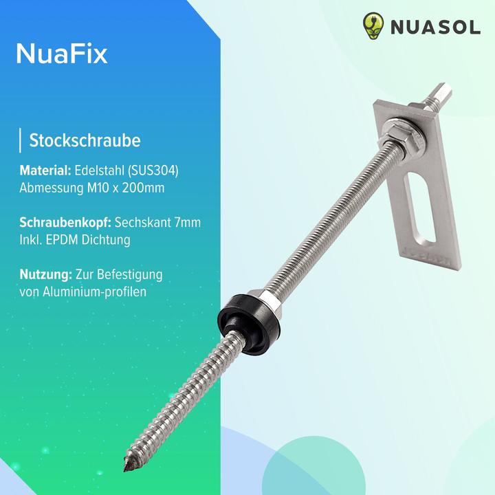 Image du produit Nuasol Vis à double filetage avec plaque d'adaptation (Matériel de montage du système solaire)