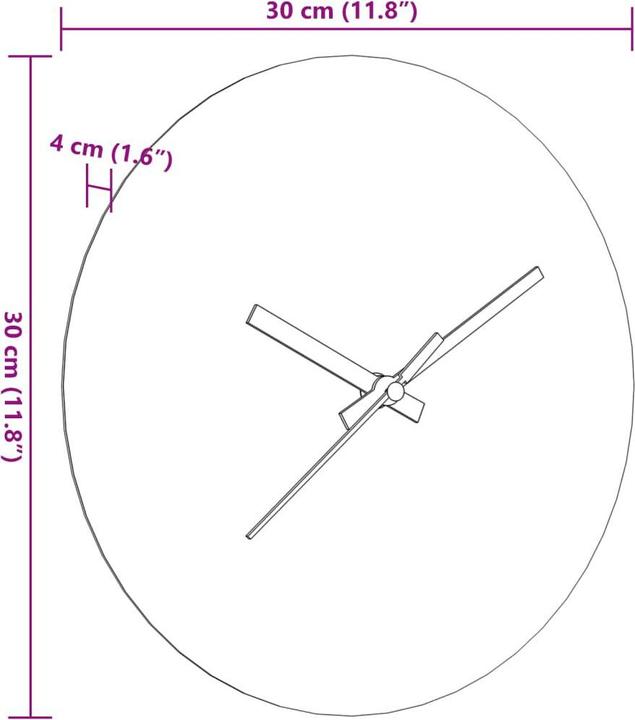 Produktbild VidaXL Wanduhr mit Leuchtender Skala und Zeiger Ø30 cm (30 cm)