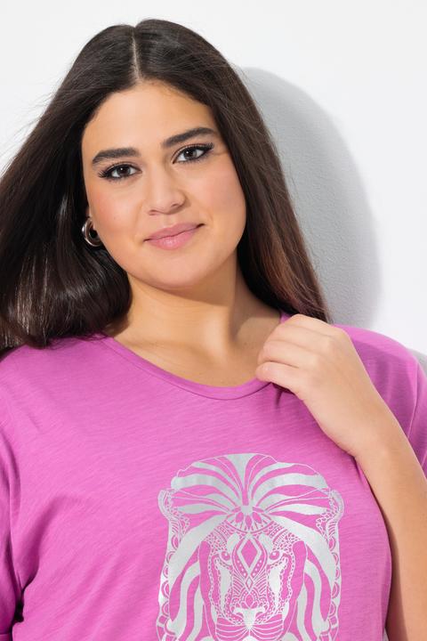 Immagine prodotto Ulla Popken T-shirt dal taglio oversize con animale, scollo a V e mezze maniche (46, 48)