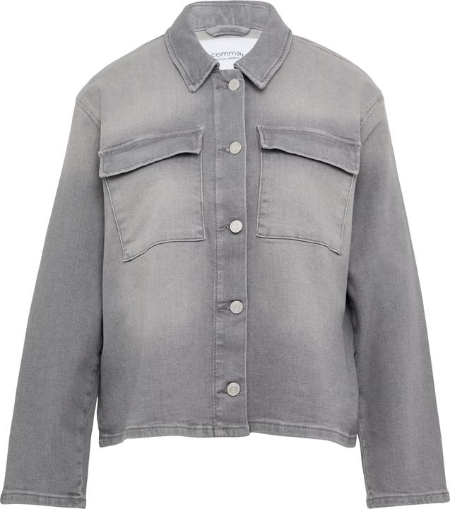 Comma Indoor-Jacke Elastisches Denim-Overshirt mit aufgesetzten Taschen (44)