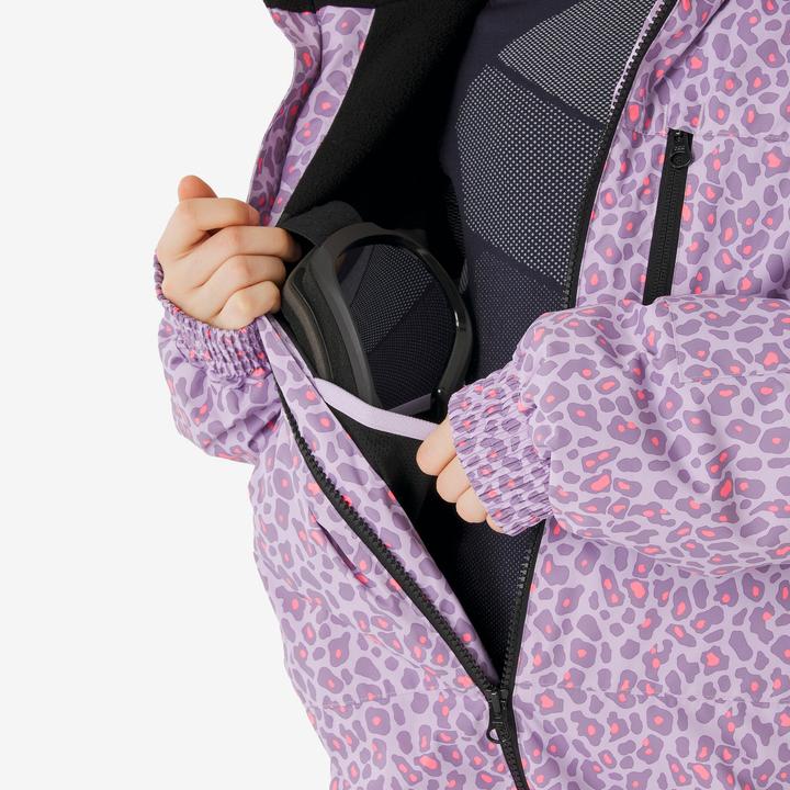 Actual product image Wedze Skianzug Kind 5 – 13 Jahre warm - Ski 100 violett/Leopardenmuster