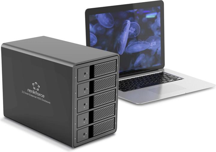 Produktbild Renkforce RF-6647600 8.9 cm (3.5 Zoll) Festplattengehäuse 5 Bay 3.5 Zoll USB-A (