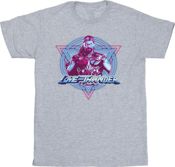 Actual product image Mens Thor Love And Thunder Neon Badge T-Shirt (5XL)