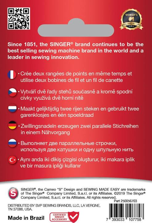 Produktbild Singer TWIN Nähmaschinennadel, 2.5mm, 80/12
