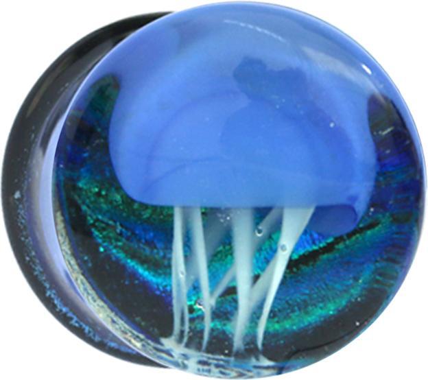 Produktbild Star Piercing Flared Plug transparent Qualle aus Glas (ohne Messing, Glas)
