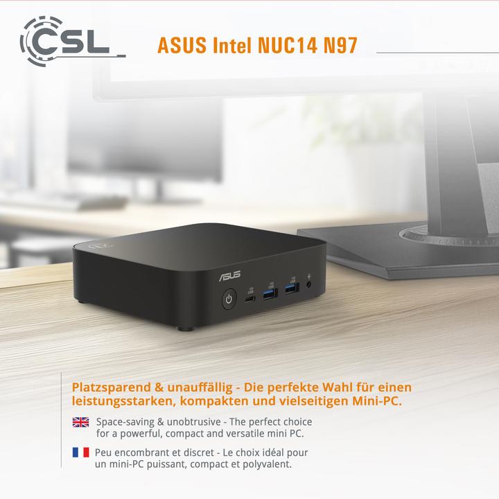 Actual product image ASUS Mini PC - NUC14 N97 / 16GB / 500 GB M.2 SSD / Win 11 Home (500 GB, 16 GB, Intel N97, Intel UHD Graphics)