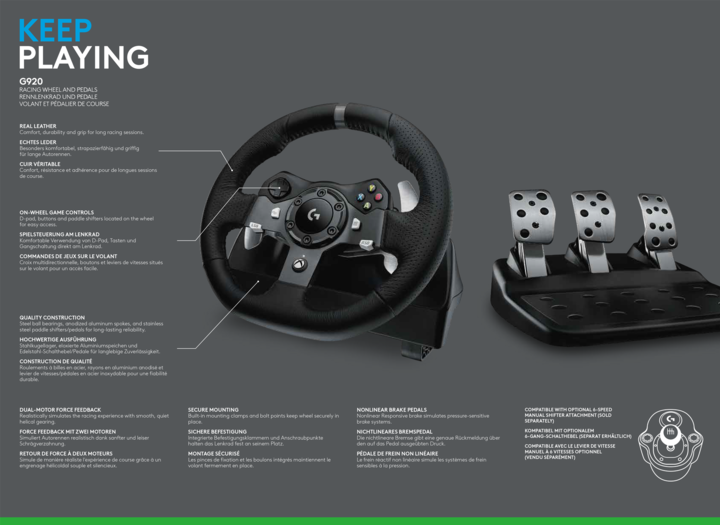 Immagine prodotto Logitech G G920 Driving Force Racing Wheel (Windows, Xbox One X, Xbox One S)