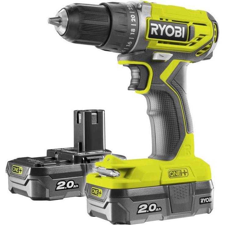 Ryobi, Trapano + Avvitatore a batteria, 5133003821 R18DD2-220S Akkubohrer 18 Volt 2,0 Ah Li-Ion