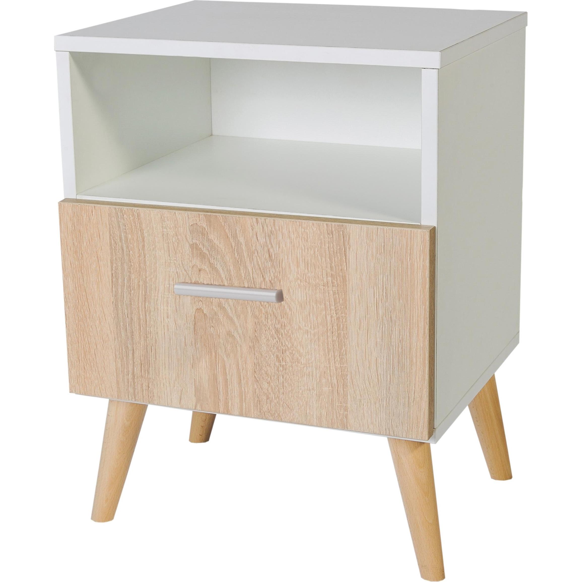 ADRK Furniture, Nachttisch, LOGAN Nachttisch mit Schublade (37 x 37 x 37 cm)