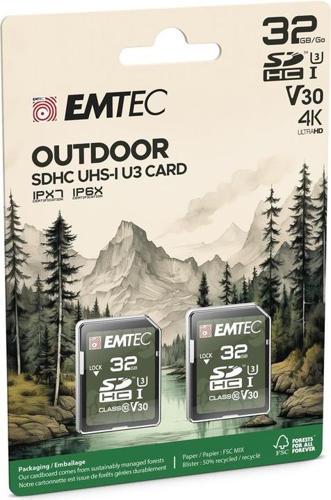 Image du produit Emtec SD 32 Go UHS-I U3 V30 Extérieur P2 (32 Go, SDHC, SDXC, U3, UHS-I)