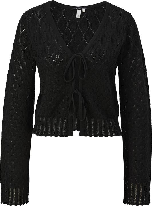 Produktbild s.Oliver Strickjacke Strickjacke mit Ajourmuster und Bindedetail (S)