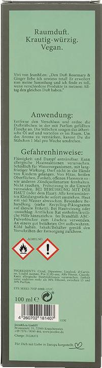 Produktbild Jean & Len Duftstäbchen Rosemary & Ginger (100 ml)
