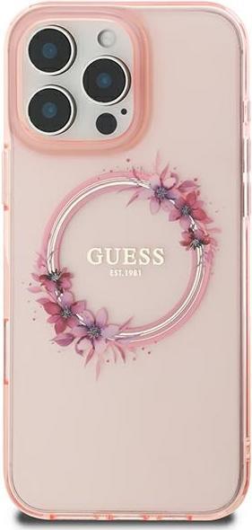 Produktbild Guess GUHMP16SHFWFCP iPhone 16 6.1" różowy/pink hardcase IML Flowers Wreath MagSafe (Apple iPhone 16)