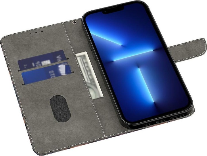 Produktbild Art iPhone 15 Pro Max Buch Etui Tasche mit Kartenfach Rosen (Apple iPhone 15 Pro Max)
