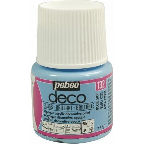 Pebeo, Künstlerfarbe + Bastelfarbe, Deco Glänzende Acrylfarben (Himmelblau, 45 ml)