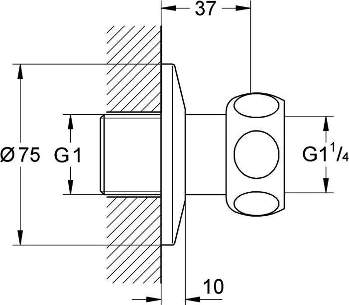 Image du produit Grohe Raccord droit Écrou 1 1/4poucex1pouce mâle chromé