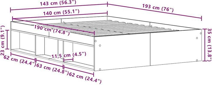 Image du produit vidaXL Bettgestell (140 x 190 cm)