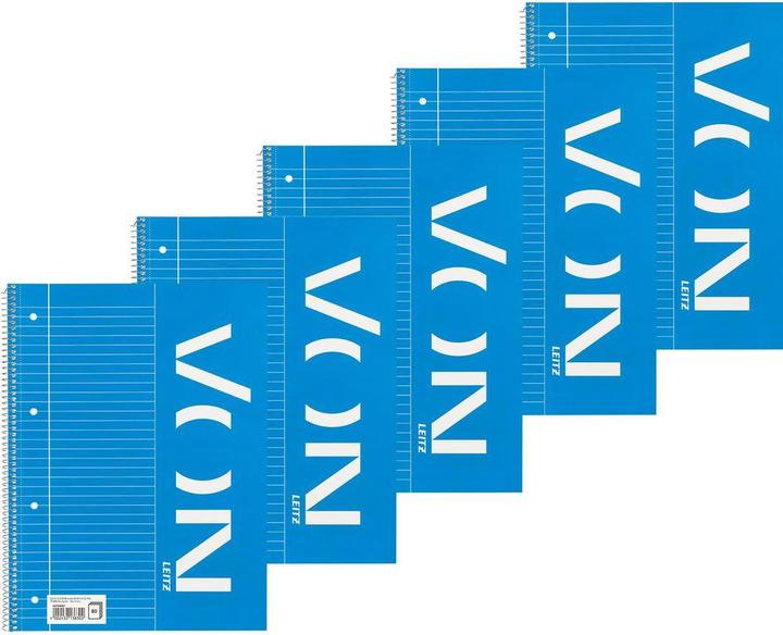 Image du produit von Notizblock A4 liniert, 80 Blatt, Blau, 5 Stück (A4, À rayures, Couverture rigide)
