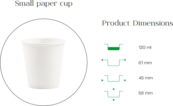 Actual product image TeCup Pappbecher, Trinkbecher, Heissgetränk, Kaffeebecher 4 oz (120 ml) (200 x)